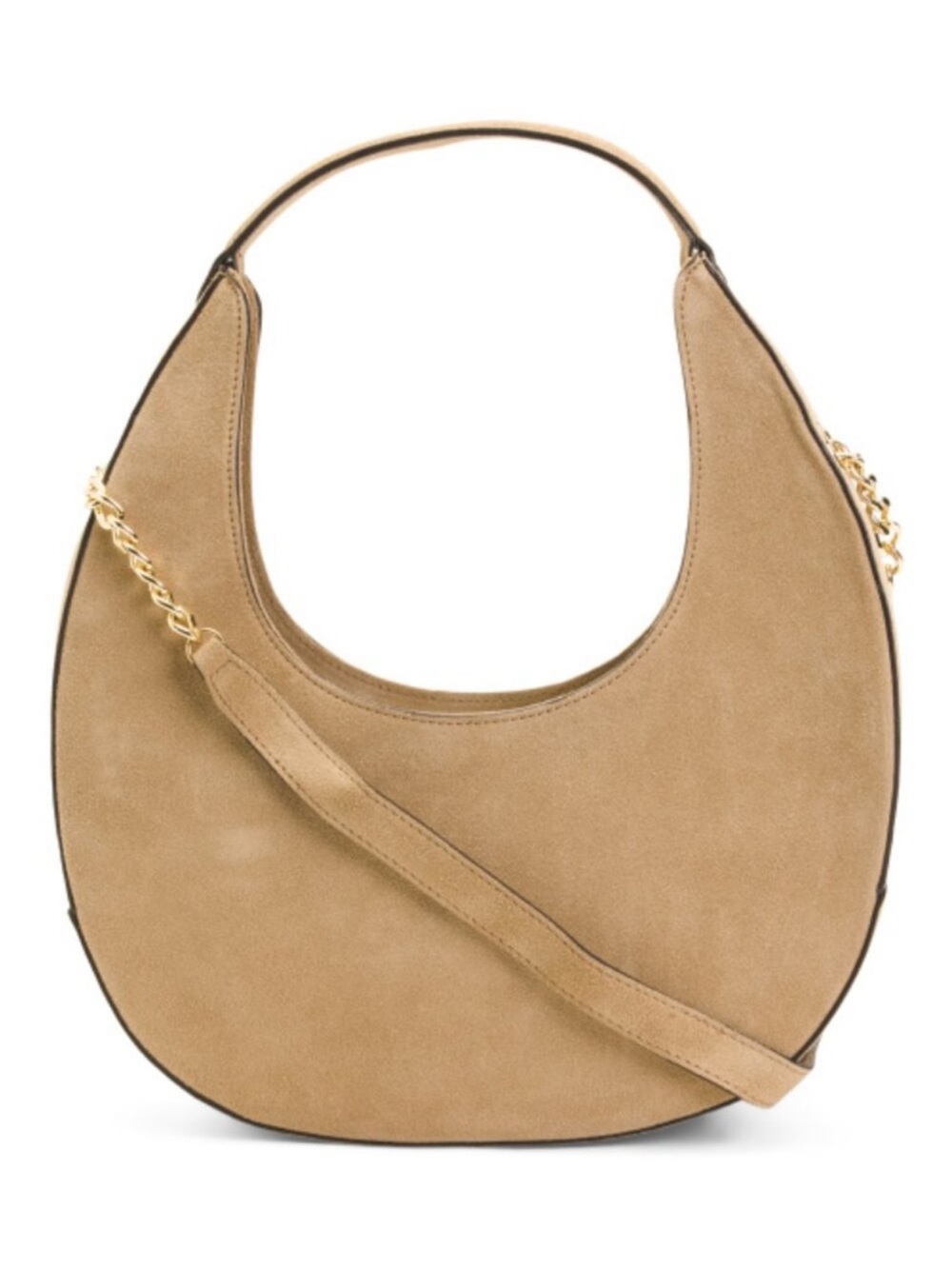 Amerai Tan Leather Linea Moon Bag Italy Crescent Hobo Shoulder CD EUC $300